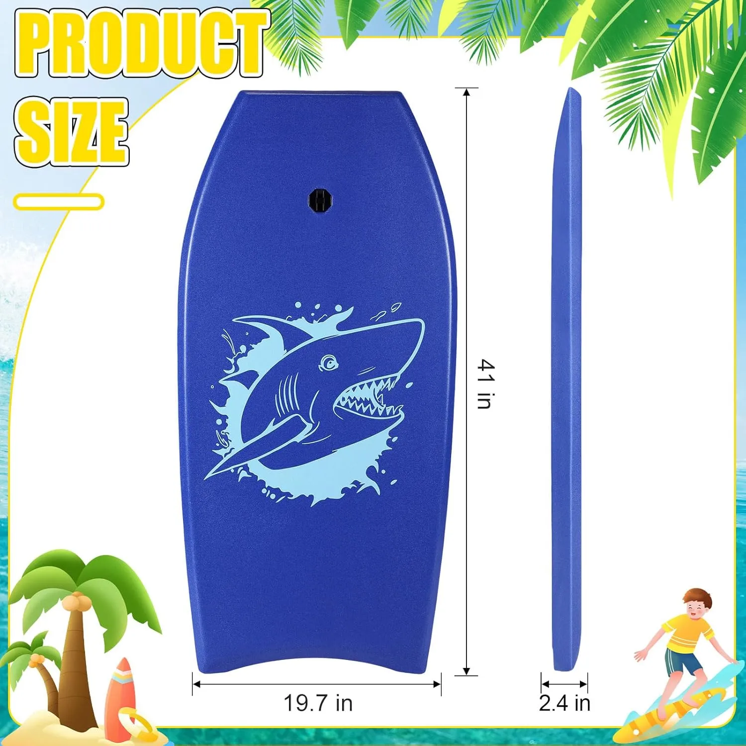 2 Pcs Body Boards for Beach, Lightweight PE Bodyboard Surfboards with EPS Core, Wrist Leash, XPE Deck and HDPE Slick Bottom for Kids Teens Adults Pool Surfing