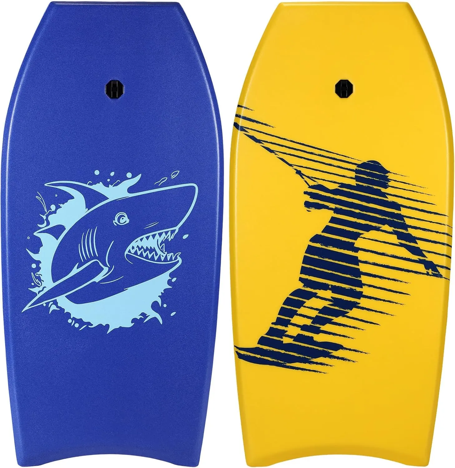 2 Pcs Body Boards for Beach, Lightweight PE Bodyboard Surfboards with EPS Core, Wrist Leash, XPE Deck and HDPE Slick Bottom for Kids Teens Adults Pool Surfing