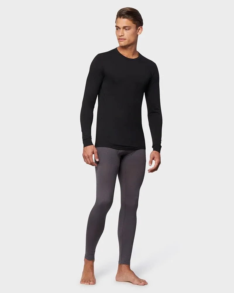 32 Degrees Men's Lightweight Baselayer Crew Top | Long Sleeve | Form Fitting | 4-Way Stretch | Thermal