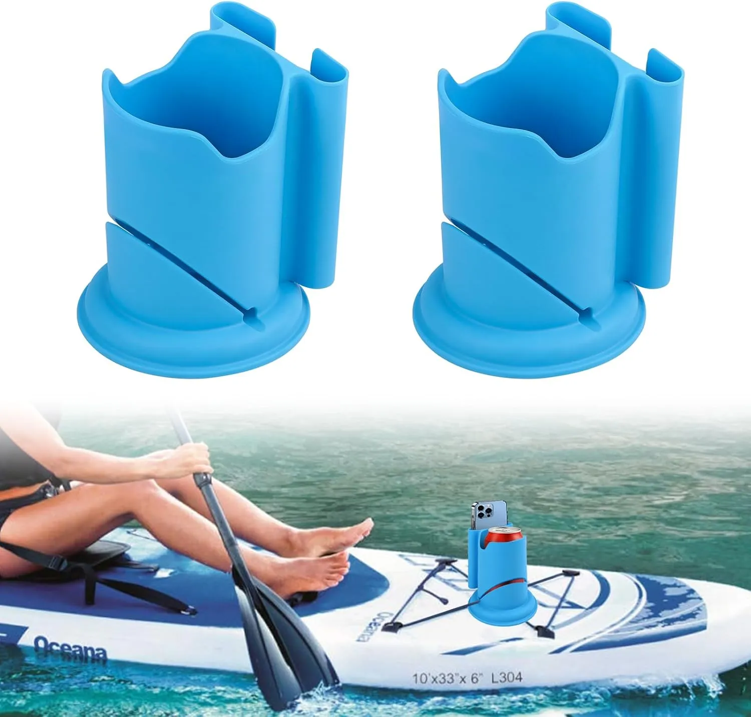 ANGAR Paddleboard Cup Holder, Paddle Board and Kayak Drink Holder, 2-in-1 Anti-Flip Drink & Phone Holder
