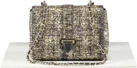 Aspinal Of London Black Lottie Gold Glitter Tweed and pebbled leather crossbody Bag
