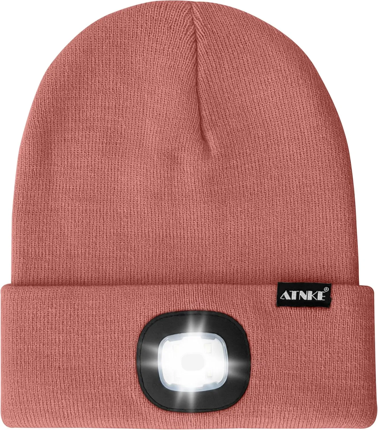 ATNKE LED Lighted Beanie Hat,USB Rechargeable 4 LED Running Headlamp Lined Fleece Cap with Light Gift for Men and Women