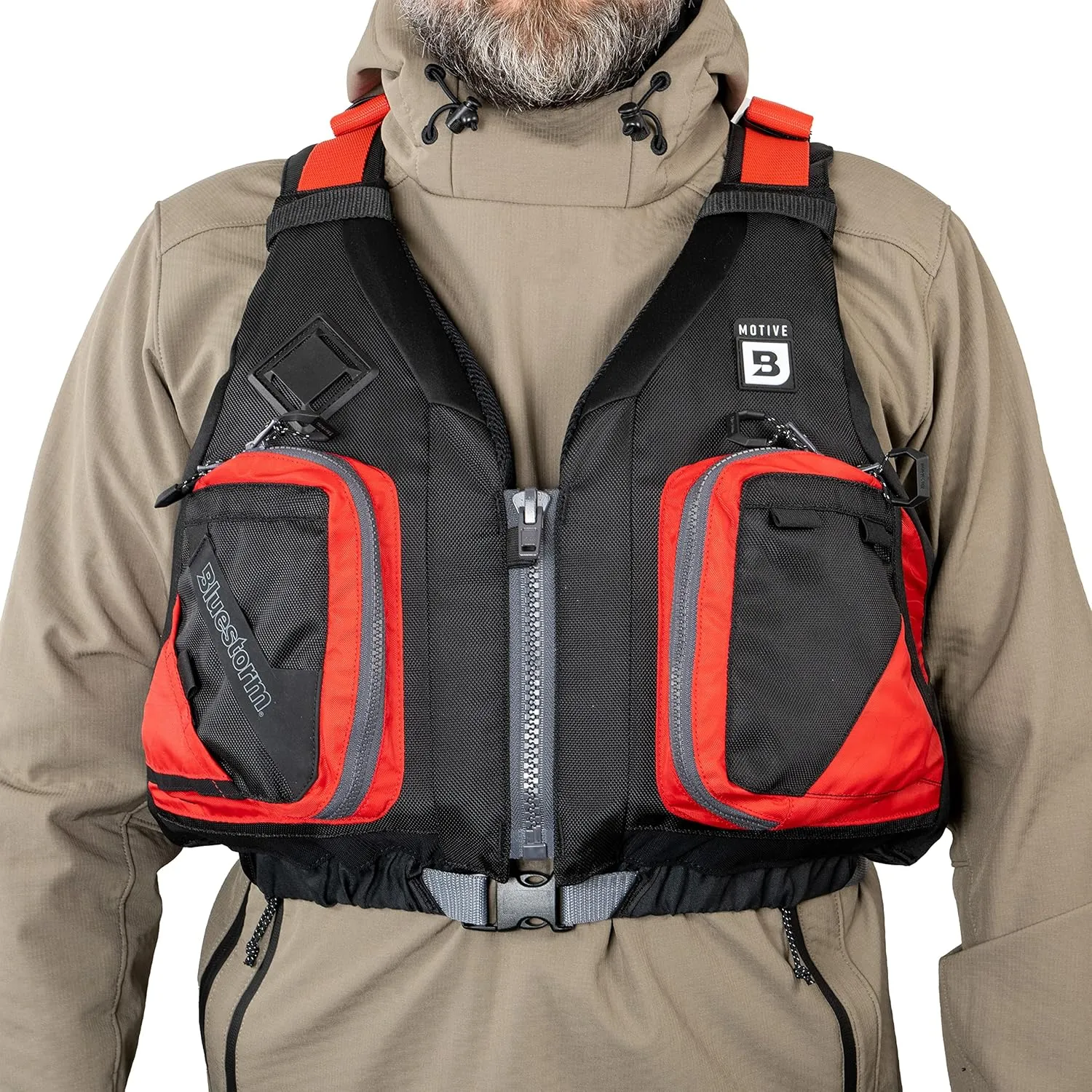 BLUESTORM Motive Kayak Life Jacket (PFD) | Fully Adjustable | Lined Pockets | US Coast Guard Approved | for Kayaking, Paddling, Fishing and More