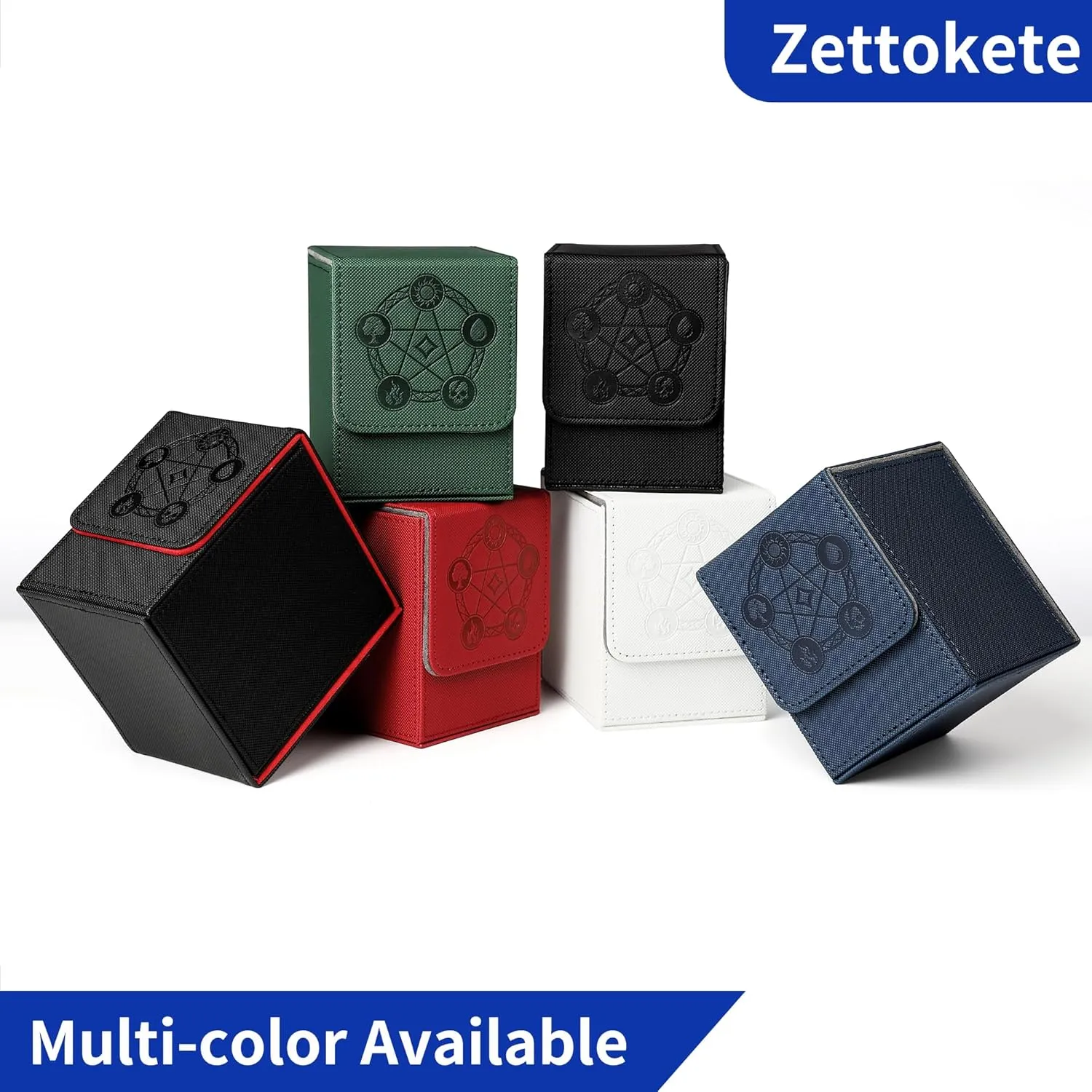Card Deck Box with 2 Dividers, MTG Commander Deck Box Holds 100  Double-Sleeved Cards, Leather Magnetic Deck Case Compatible with Magic TCG CCG Cards, Black
