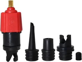 Electric Compressor Adaptor Air Valve Converter Inflatable Pump Multifunction Valve Adapter with 4 Nozzles for Kayak Stand Up Paddle Board Red