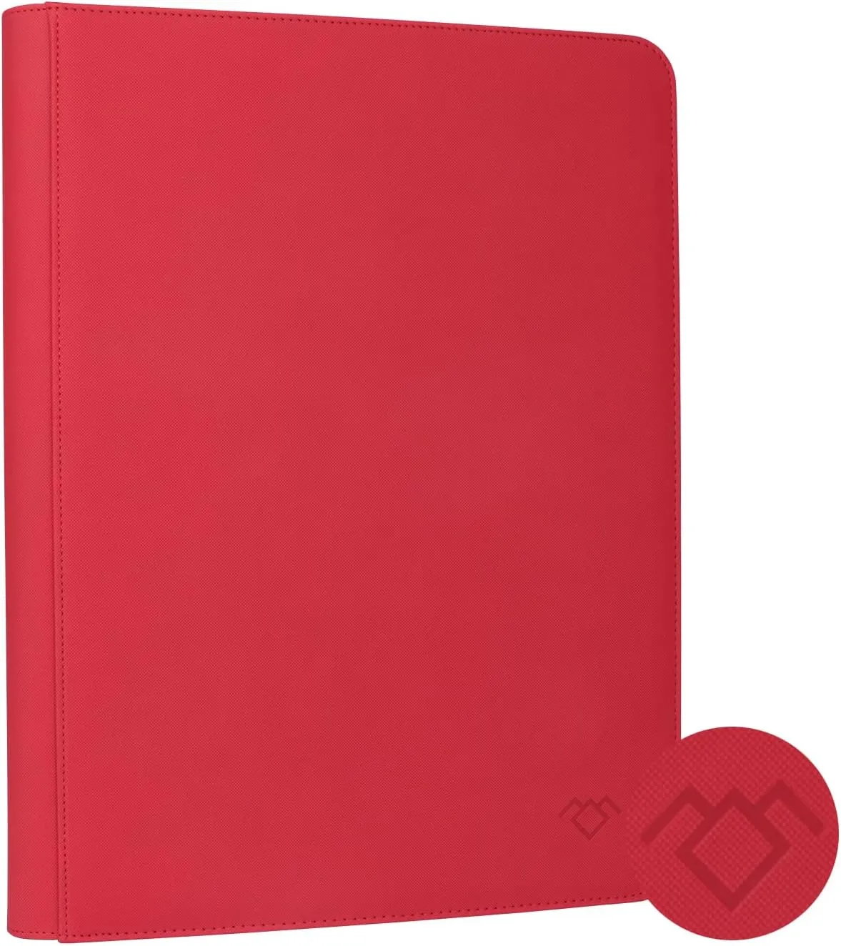GrinOwl 16 Pocket Card Binder, Fits 1216 Trading Cards 1200  Pockets Ringless Trading Card Album Folder for TCG (Red)