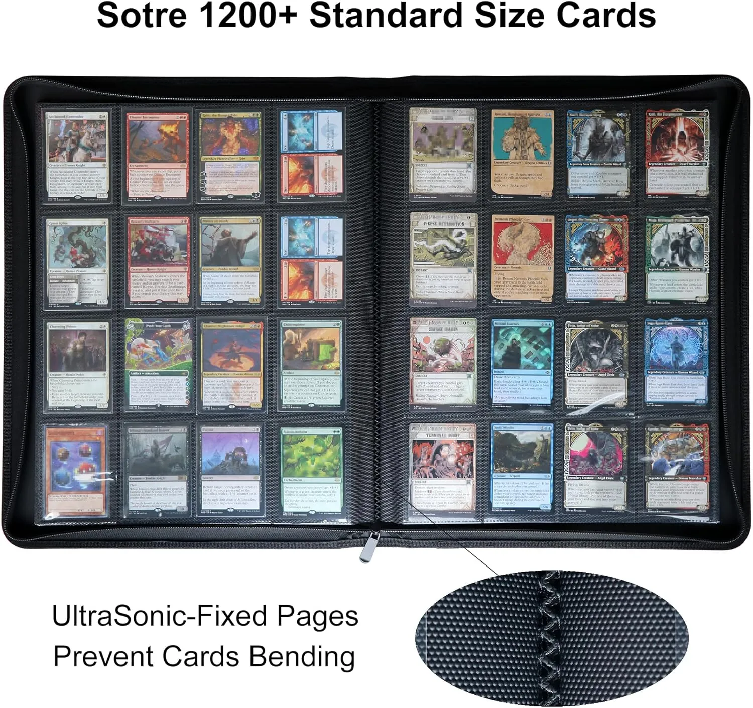 GrinOwl 16 Pocket Card Binder, Fits 1216 Trading Cards 1200  Pockets Ringless Trading Card Album Folder for TCG (Red)