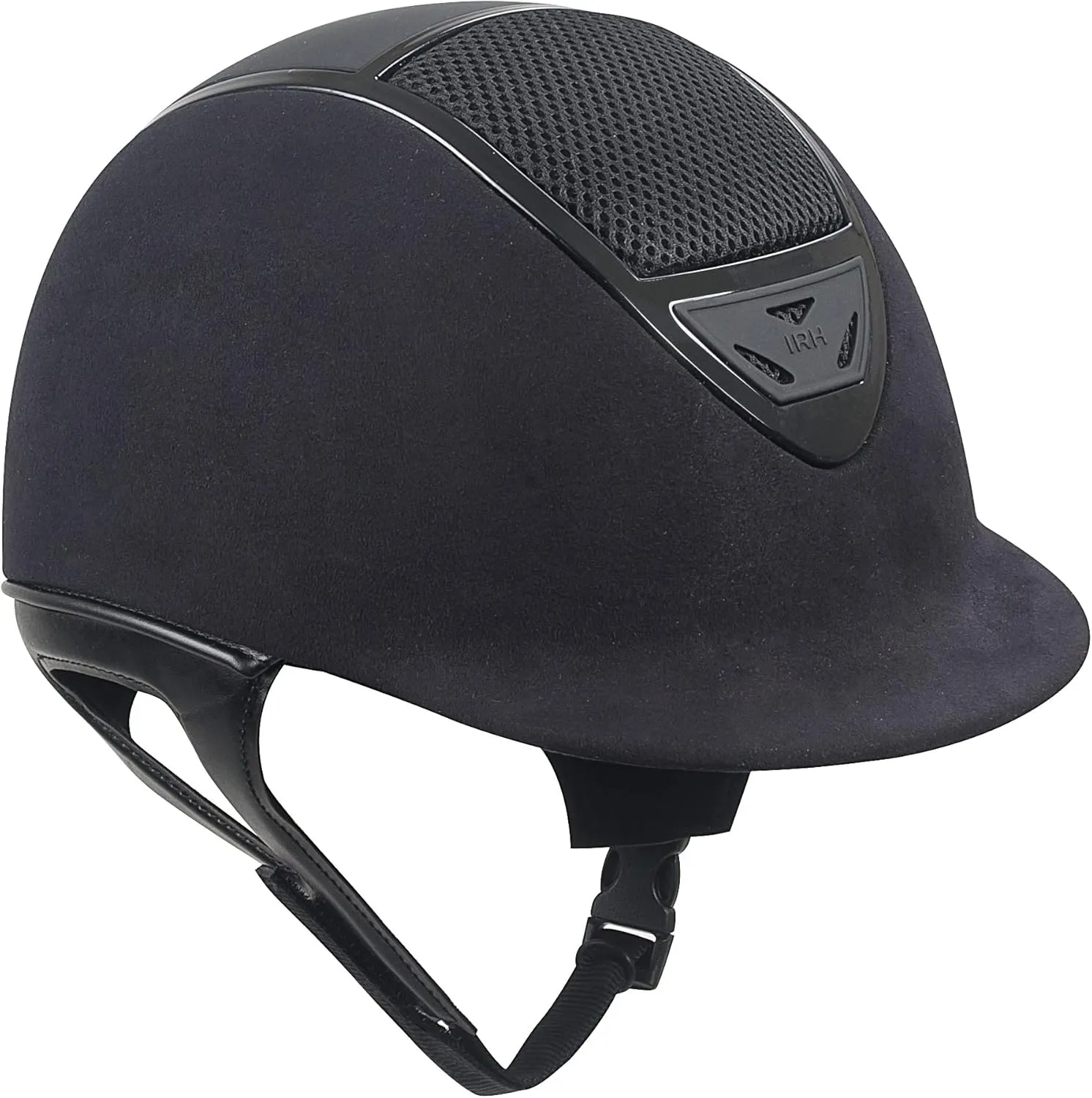 IRH XLT Black Suede Horse Riding Helmet with Gloss Frame, Medium