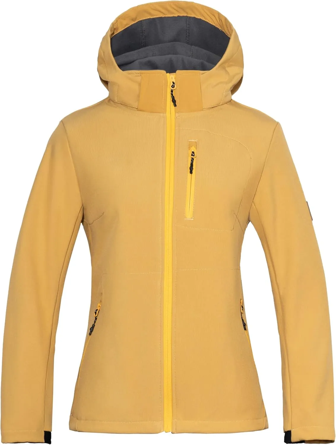 Little Donkey Andy Womens Softshell Jacket, Ski Snowboarding Jacket with Removable Hood, Fleece Lined