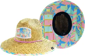 Malabar Hat Fabric Pattern Print Straw Sunhat Men & Women, Lifeguard Hat, Swim, Paddle Board, Boat, Fishing, Fits All
