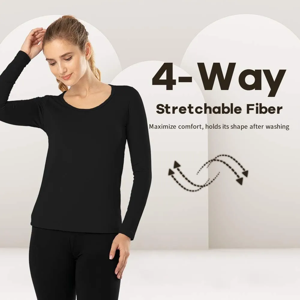 MANCYFIT Thermal Tops for Women Fleece Lined Shirt Long Sleeve Base Layer V Neck