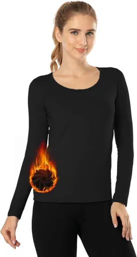 MANCYFIT Thermal Tops for Women Fleece Lined Shirt Long Sleeve Base Layer V Neck