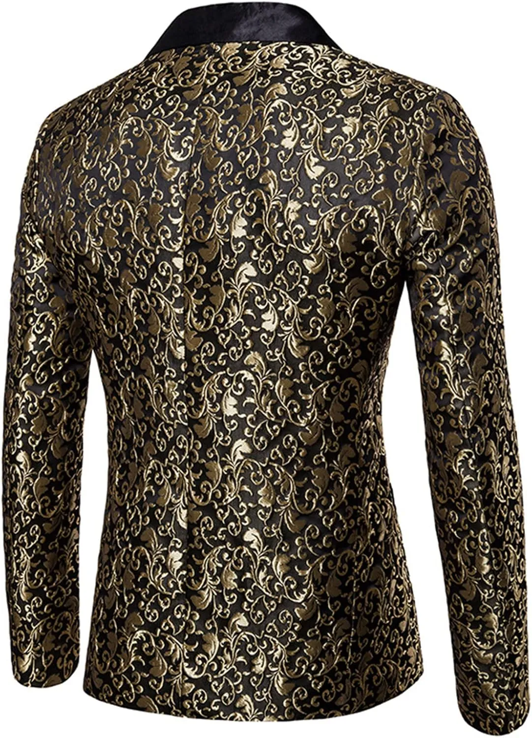 Men's Floral Jacquard Suit Jacket One Button Stylish Print Tux Blazer Notched Lapel Wedding Dinner Dress Tuxedo