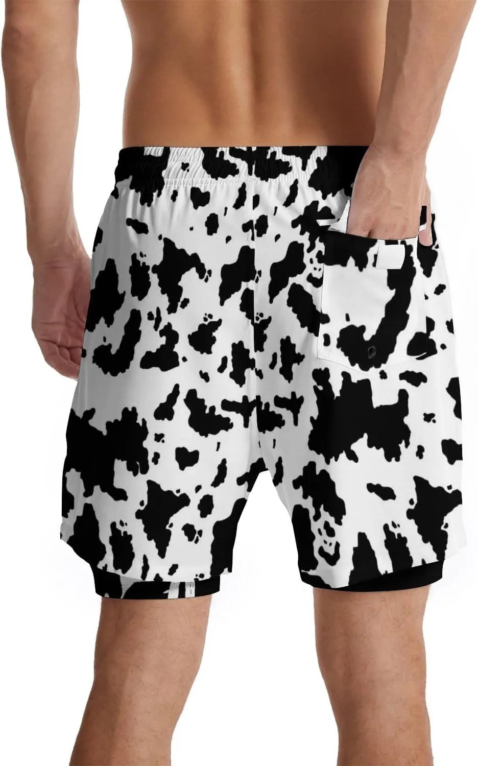 Men's Swim Trunks with Compression Liner Quick Dry 2 in 1 Swimming Trunks Beach Board Shorts Bathing Suits Swimwear