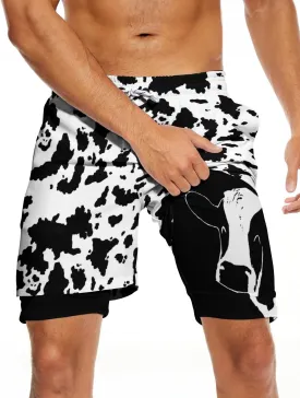 Men's Swim Trunks with Compression Liner Quick Dry 2 in 1 Swimming Trunks Beach Board Shorts Bathing Suits Swimwear