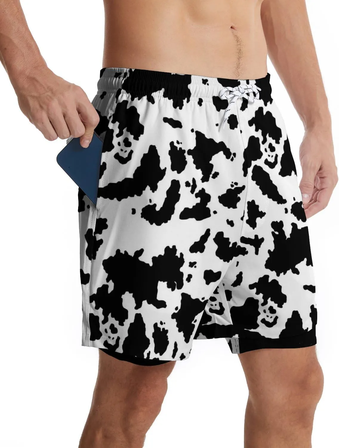 Men's Swim Trunks with Compression Liner Quick Dry 2 in 1 Swimming Trunks Beach Board Shorts Bathing Suits Swimwear