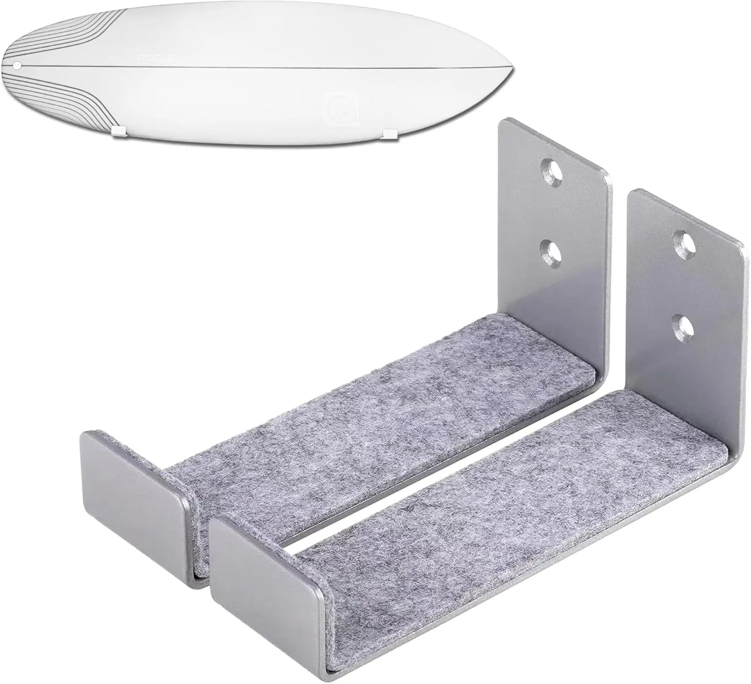Minimalist Style Surfboard Wall Rack Longboard Paddle Board Display Storage Wall Mount Silver 6.5x1.25x2''