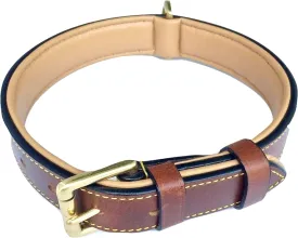 Padded Leather Dog Collar, Brown Medium, Genuine Real Leather, Great for Male or Female Dogs, 20" Inches Long x 1" Inch Wide, Fits Neck Size 14.5" to 17.5"