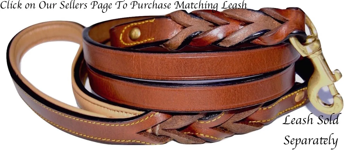 Padded Leather Dog Collar, Brown Medium, Genuine Real Leather, Great for Male or Female Dogs, 20" Inches Long x 1" Inch Wide, Fits Neck Size 14.5" to 17.5"