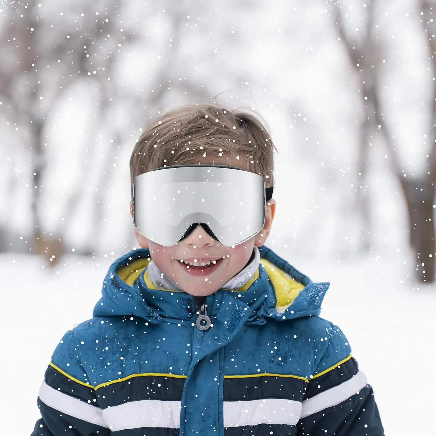 Premium Kids Ski Goggles, Anti-Fog Snowboarding Goggles with UV400 Protection, Anti Slip Silicone Elastic Strap
