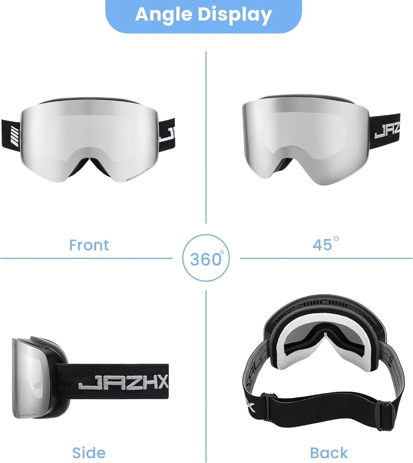 Premium Kids Ski Goggles, Anti-Fog Snowboarding Goggles with UV400 Protection, Anti Slip Silicone Elastic Strap