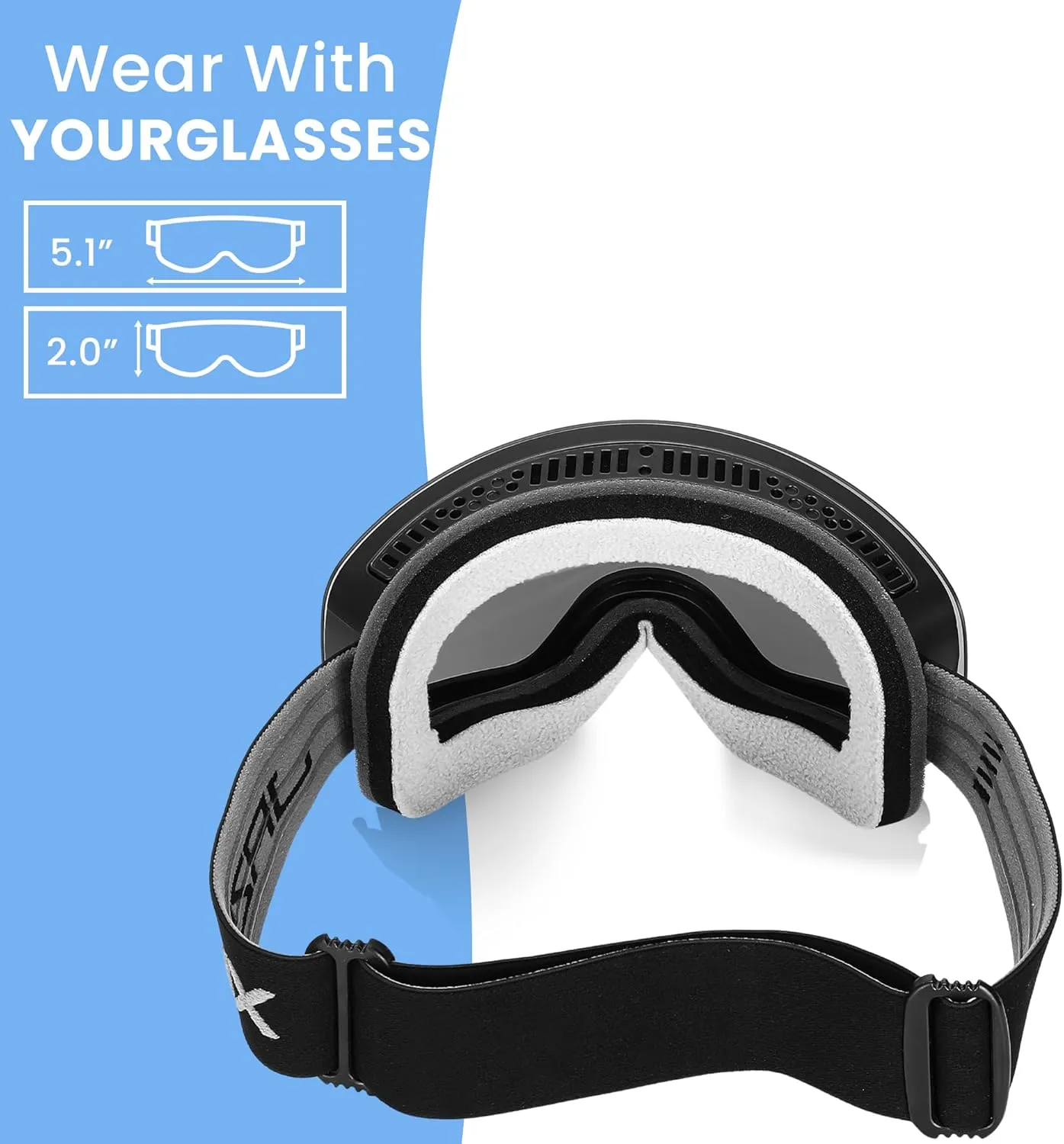 Premium Kids Ski Goggles, Anti-Fog Snowboarding Goggles with UV400 Protection, Anti Slip Silicone Elastic Strap