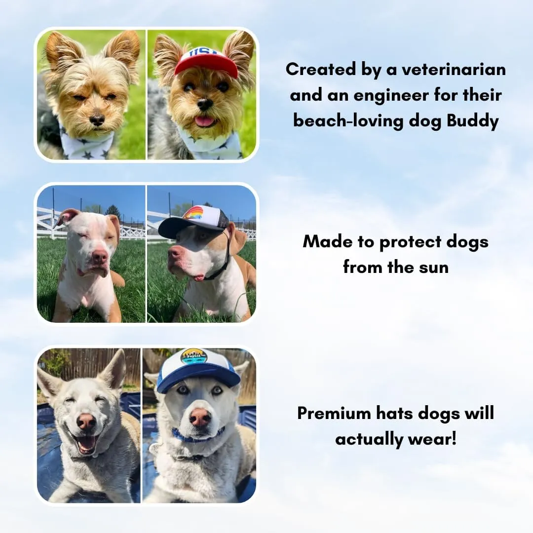 Sunset Collection, PupLid Trucker Hats for Dogs (XXS) Premium Stylish Sun Protection for The Modern Dog - Adjustable for Secure Comfortable Fit on Active Dogs (Black, Island Sunset)