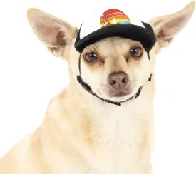 Sunset Collection, PupLid Trucker Hats for Dogs (XXS) Premium Stylish Sun Protection for The Modern Dog - Adjustable for Secure Comfortable Fit on Active Dogs (Black, Island Sunset)