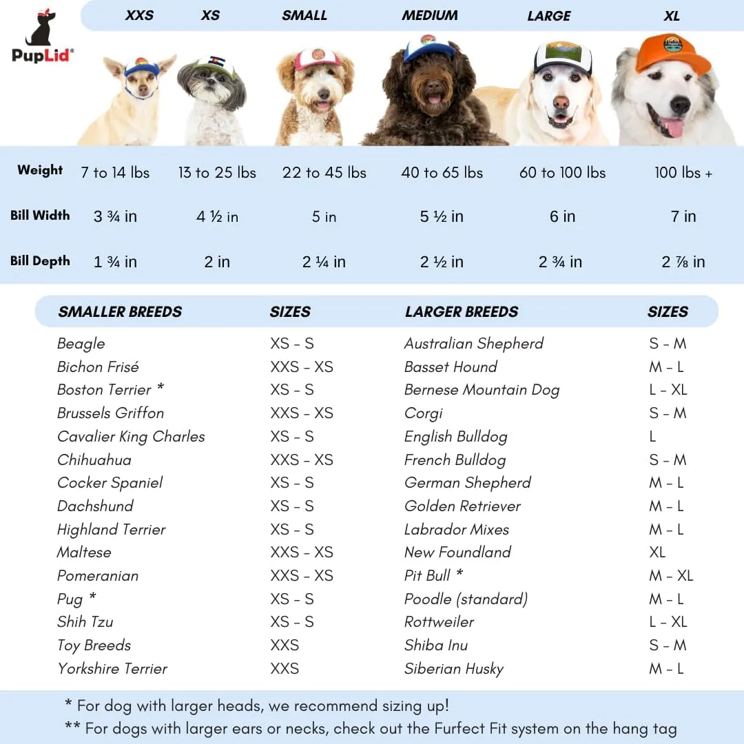 Sunset Collection, PupLid Trucker Hats for Dogs (XXS) Premium Stylish Sun Protection for The Modern Dog - Adjustable for Secure Comfortable Fit on Active Dogs (Black, Island Sunset)