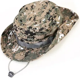 Wide Brim Boonie Hat, Men & Women Top Camo Bucket Hats for Safari Military Beach