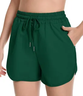 Womens Casual Sweat Shorts Curvy Hem Summer Cotton Lounge Shorts Drawstring Jersey Athletic Workout Shorts with Pockets