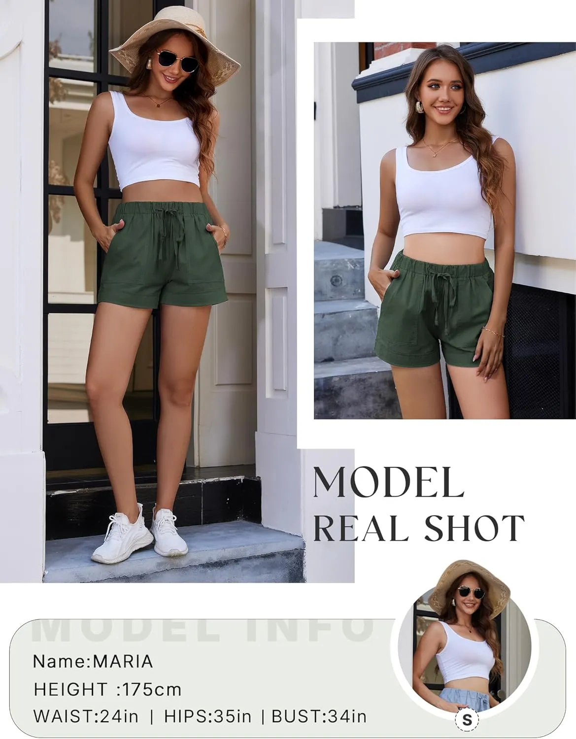 Womens Elastic Waist Drawstring Shorts Summer Lightweight Beach Shorts Comfy Casual Short Pants with Pockets