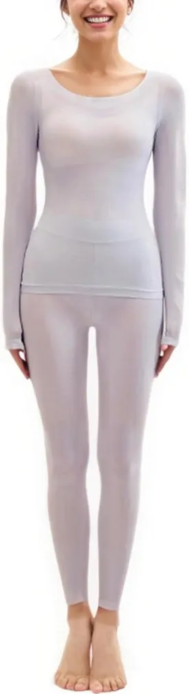 Women's Long Underwear Ultra Thin Long Johns Crewneck Thermal Underwear sets Top & Legging