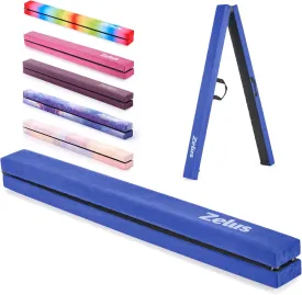 ZELUS 8' Folding Gymnastics Balance Beam, Floor Balance Beam w/Carry Handles Anti-Slip Base for Kids, Beginners & Professional Gymnasts
